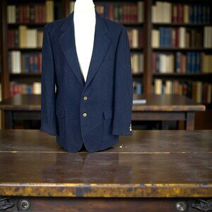 J. G. Hook Men's Vintage Navy Blue Wool Blazer Gold Buttons 44 R